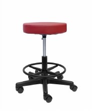 Additional picture of Task Stool w/ Back & Foot Rest - Burgandy