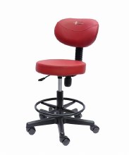 Task Stool w/ Back & Foot Rest - Tan