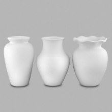 MB885 - Vases (assortment of 3 designs)      4.5"W x 6"H