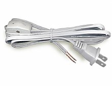 Cord w/ Molded Plug & Switch- 8ft, White