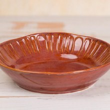 Additional picture of SB153 - Stoneware Fluted Large Bowl    9"L x 8.75"W x 2.25"H
