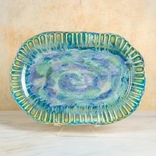 Additional picture of SB150 - Stoneware Fluted Oval Platter    15"L x 10.25"W x 1"H