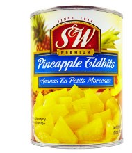 S & W PINEAPPLE TIDBITS 540ml