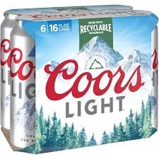 Coors Light Cerveza, 6 pk 16 oz can