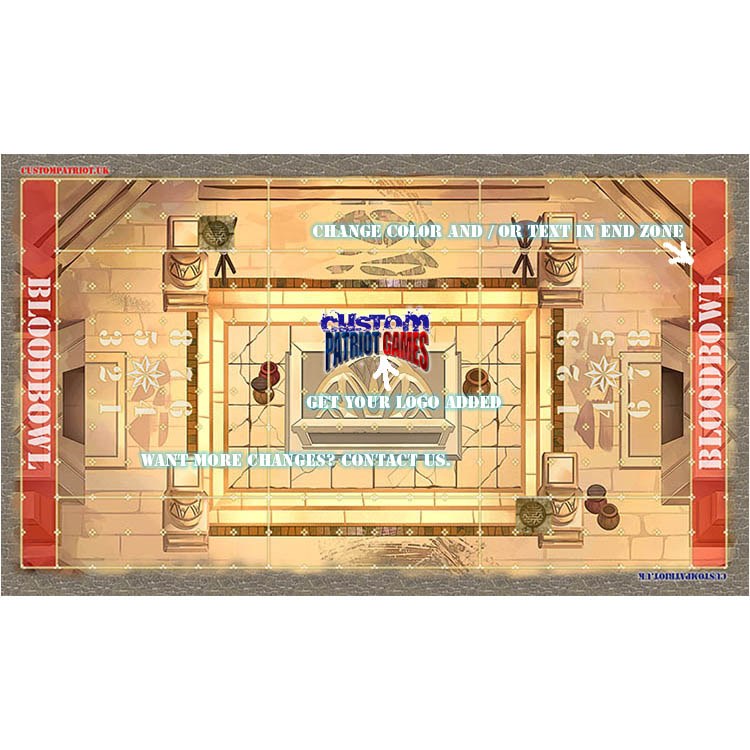 Blood Bowl 3.0 Sevens XL Pitch Only - Egyptian Tomb with Stitched Edging and Customisation