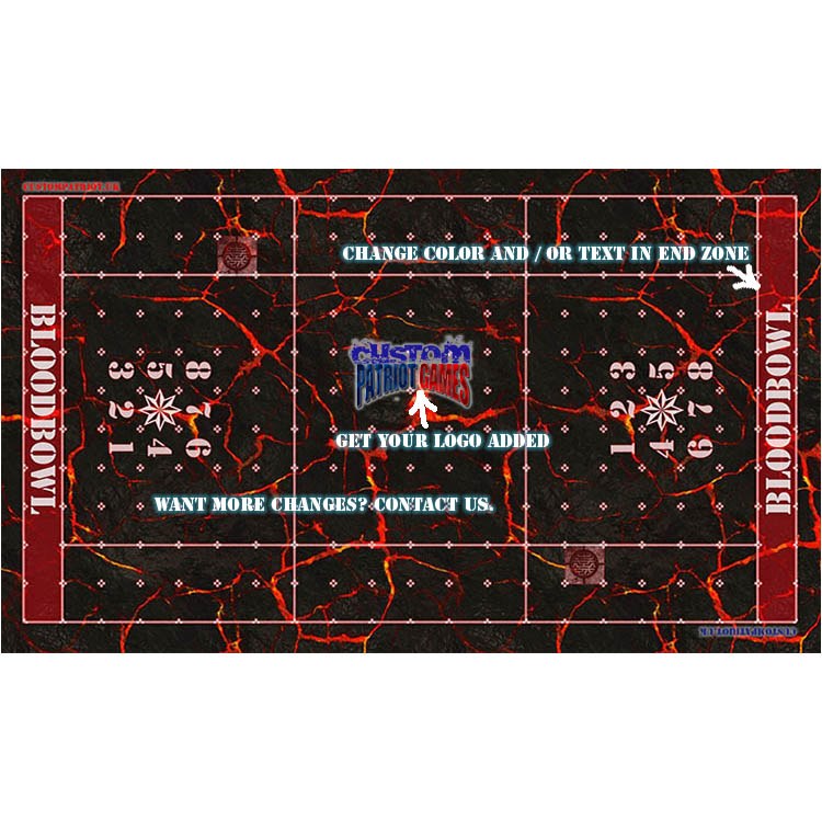 Blood Bowl 3.0 Sevens Pitch Only - Lava with Stitched Edging and Customisation