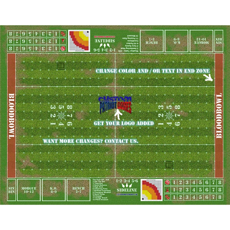 Blood Bowl 3.0 Elevens - Muddy Grass with Stitched Edging and Customisation