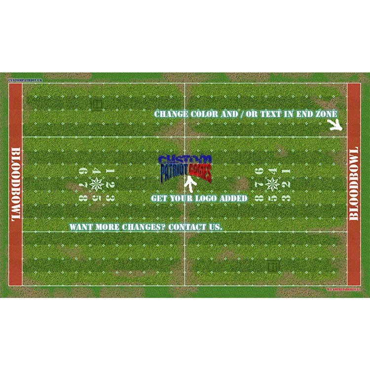 Blood Bowl 3.0 Elevens Pitch Only - Muddy Grass with Stitched Edging and Customisation