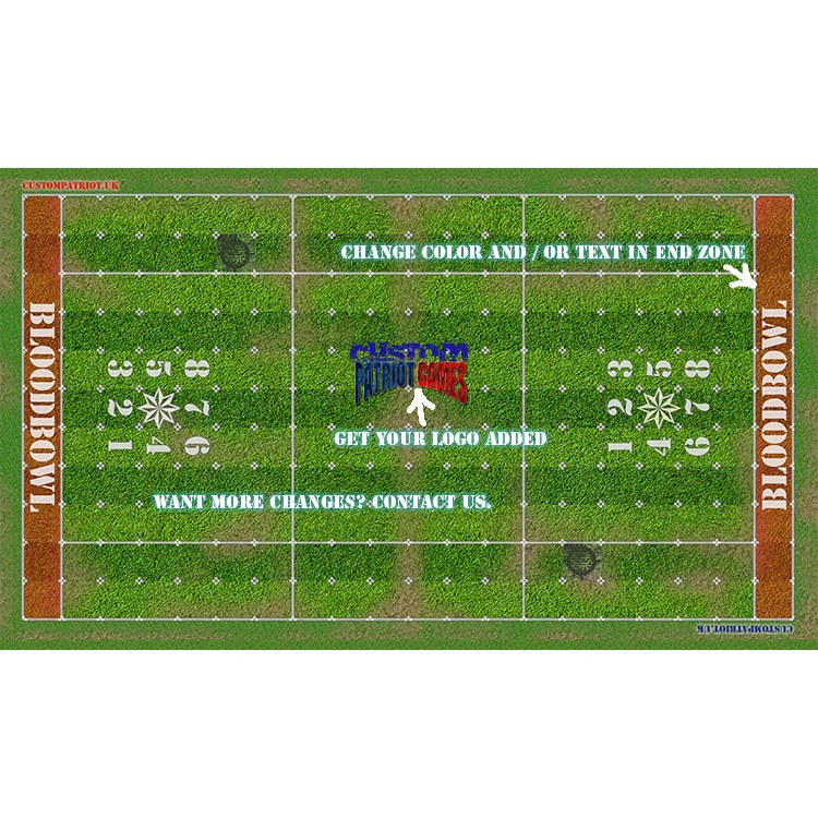 Blood Bowl 3.0 Sevens Pitch Only - Muddy Grass with Stitched Edging and Customisation