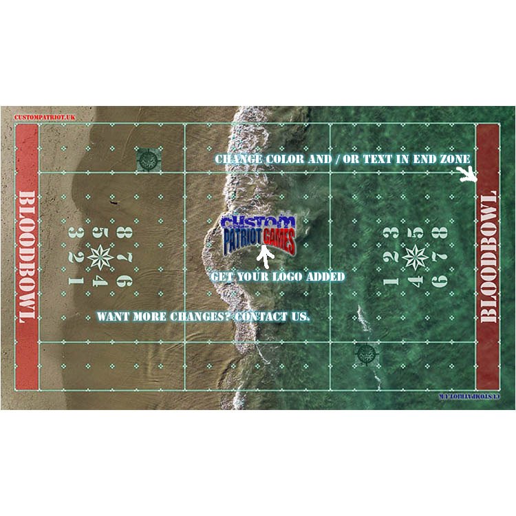 Blood Bowl 3.0 Sevens Pitch Only - Shoreline with Stitched Edging and Customisation