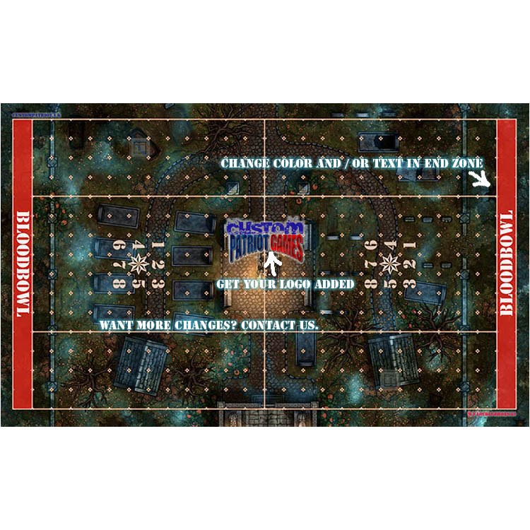 Blood Bowl 3.0 Elevens Pitch Only - Spooky with Stitched Edging and Customisation