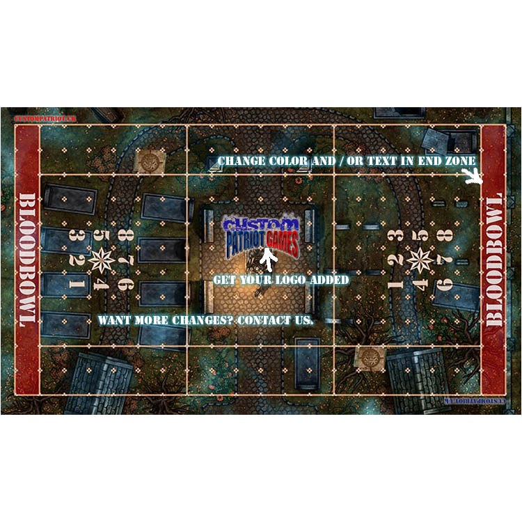 Blood Bowl 3.0 Sevens XL Pitch Only - Spooky with Stitched Edging and Customisation