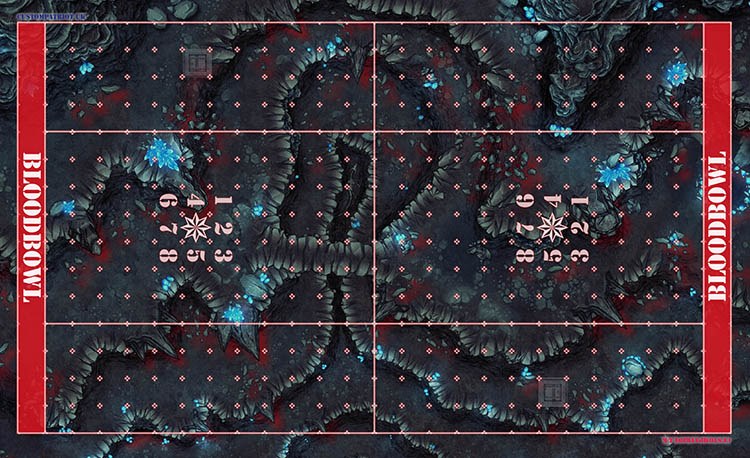 Blood Bowl 3.0 Elevens Pitch Only - Squiggoth Cave with Stitched Edging