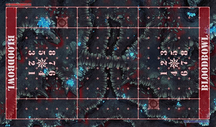 Blood Bowl 3.0 Sevens XL Pitch Only - Squiggoth Cave with Stitched Edging