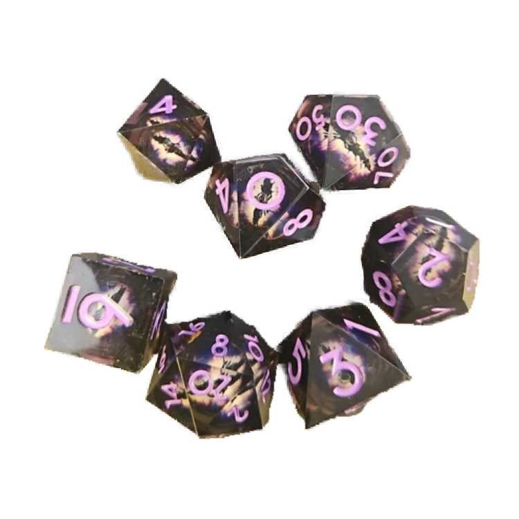 Black Dragon Eye Liquid Core Poly Dice Set