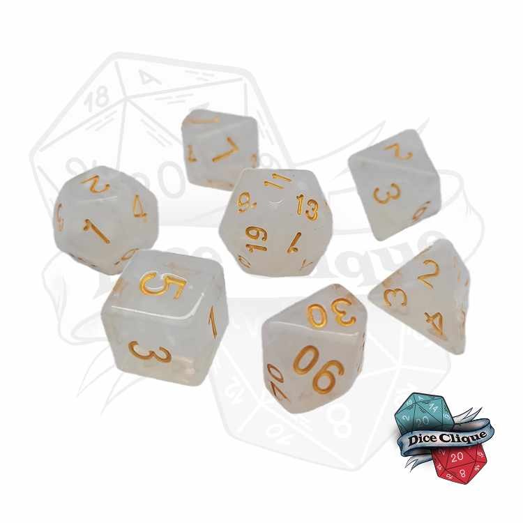 White Crystal Poly Dice Set