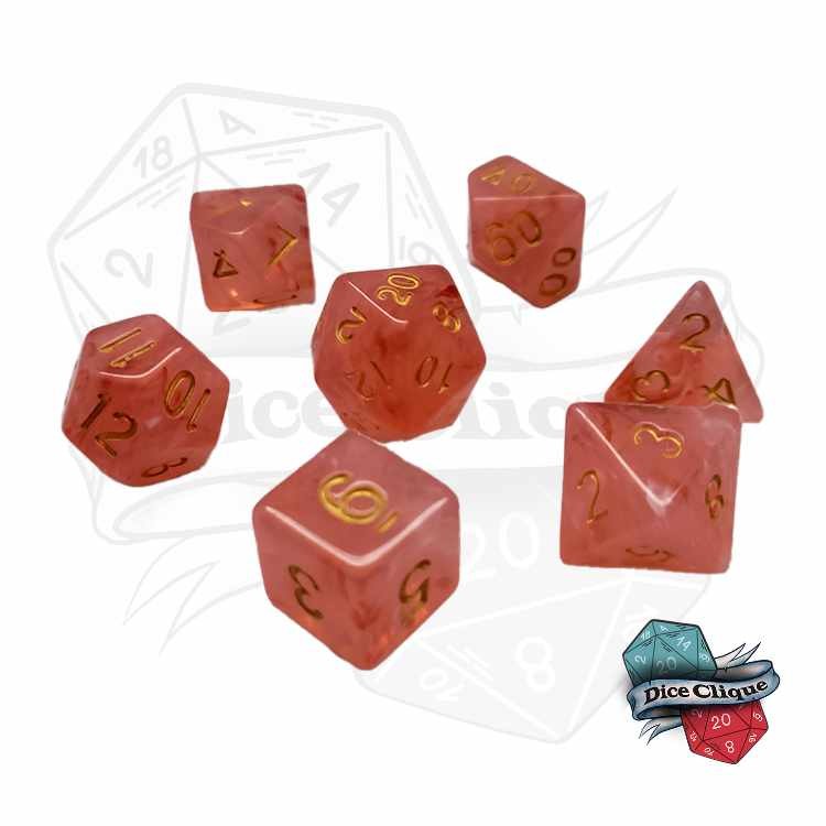 Red Crystal Poly Dice Set