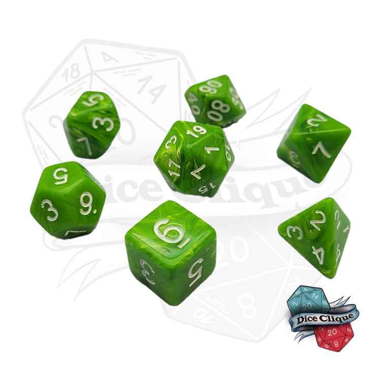 Marbled Green Poly Dice Set