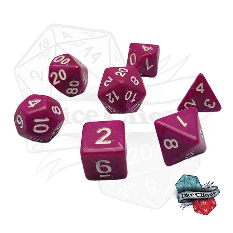Marbled Purple Poly Dice Set
