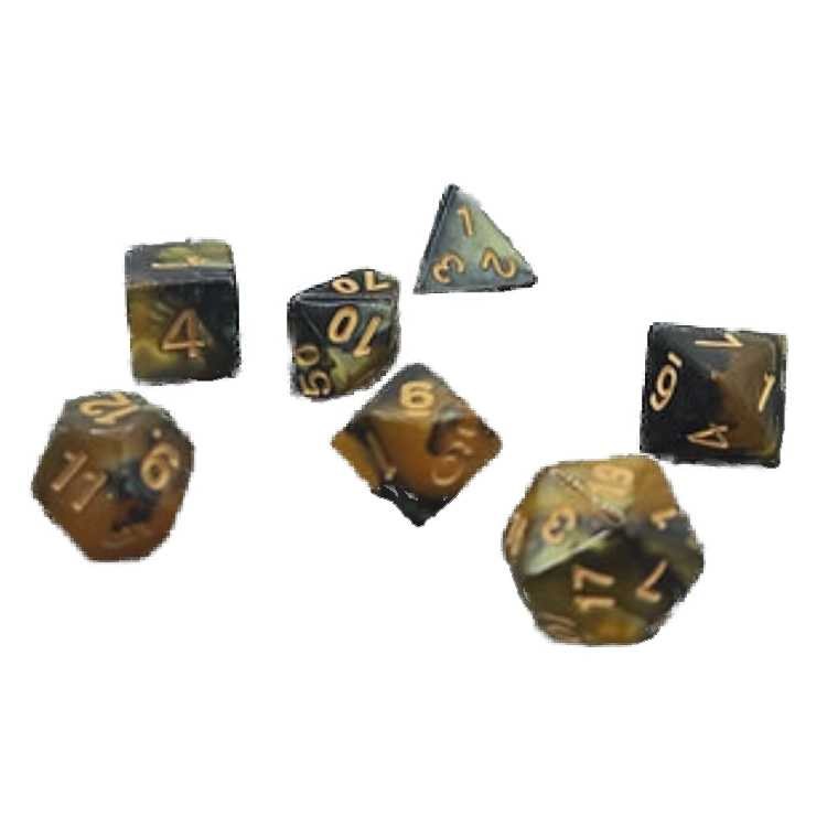 Gold and Black Poly Dice Set