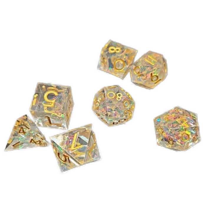 Golden Ribbon Core Poly Dice Set