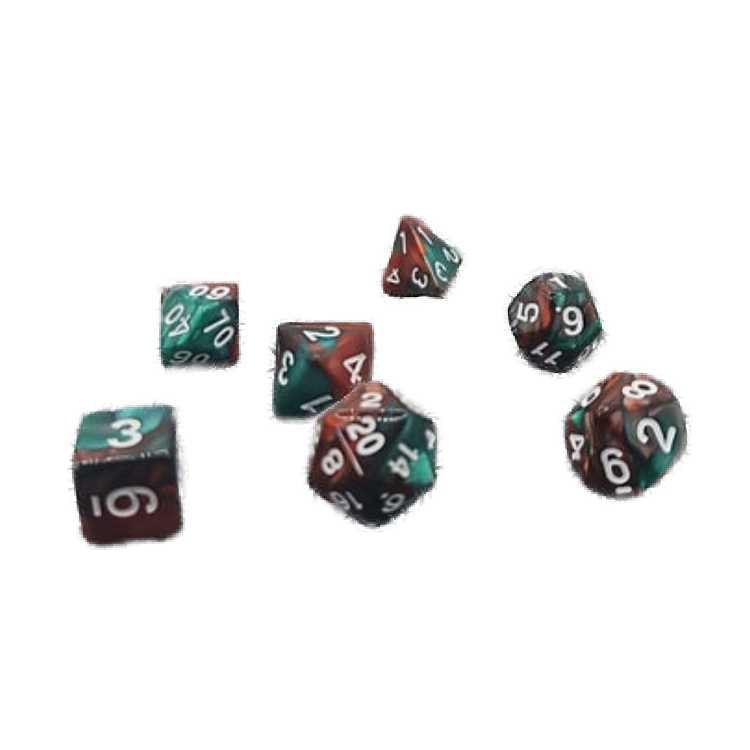 Green and Red Poly Dice Set
