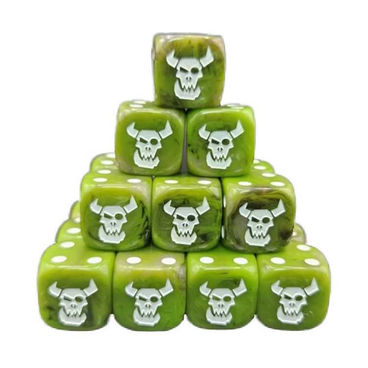 Ork Grubby Green D6 Dice Set - 10 Pack