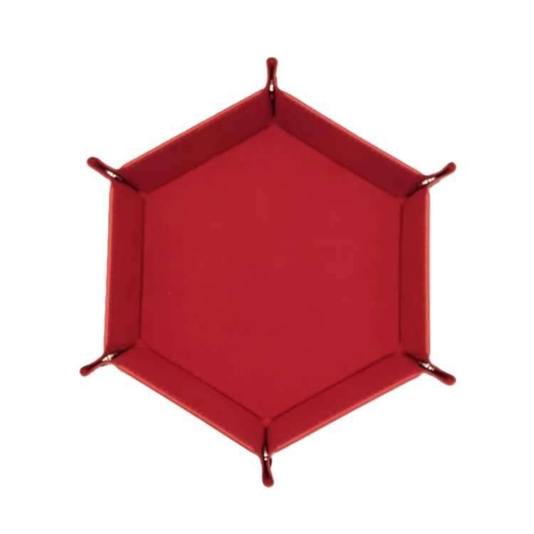 Red Hexagonal Folding Dice Tray
