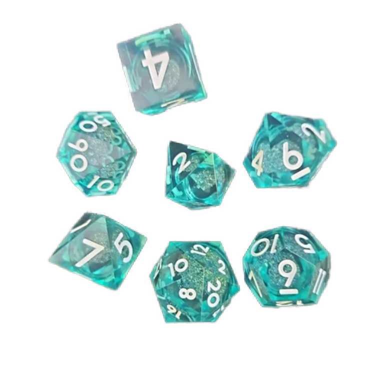 Light Blue Liquid Core Poly Dice Set