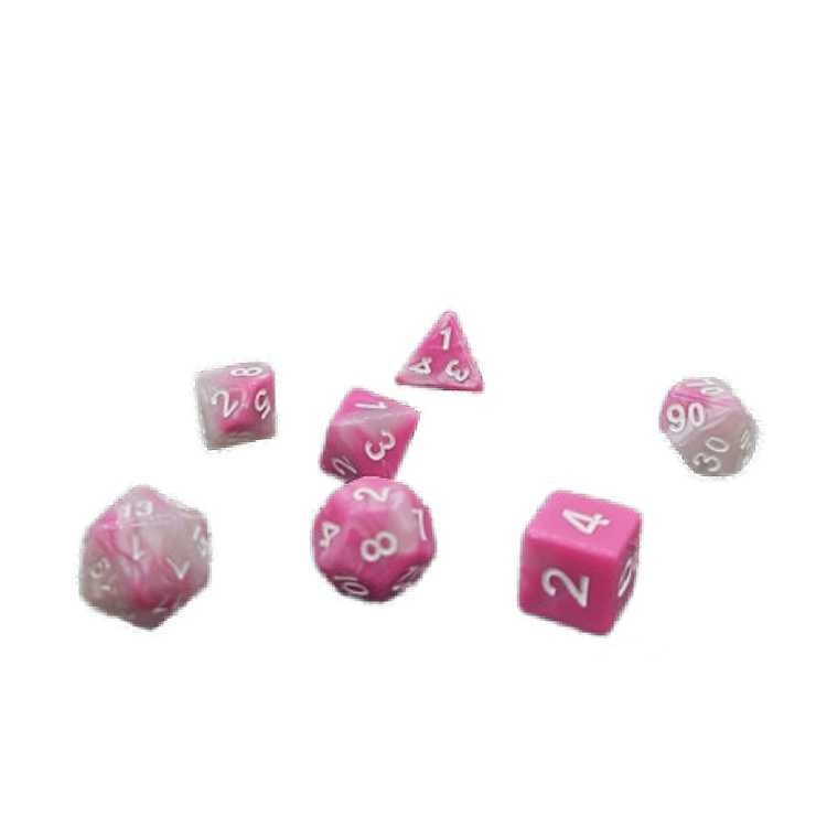 Pink and White Poly Dice Set