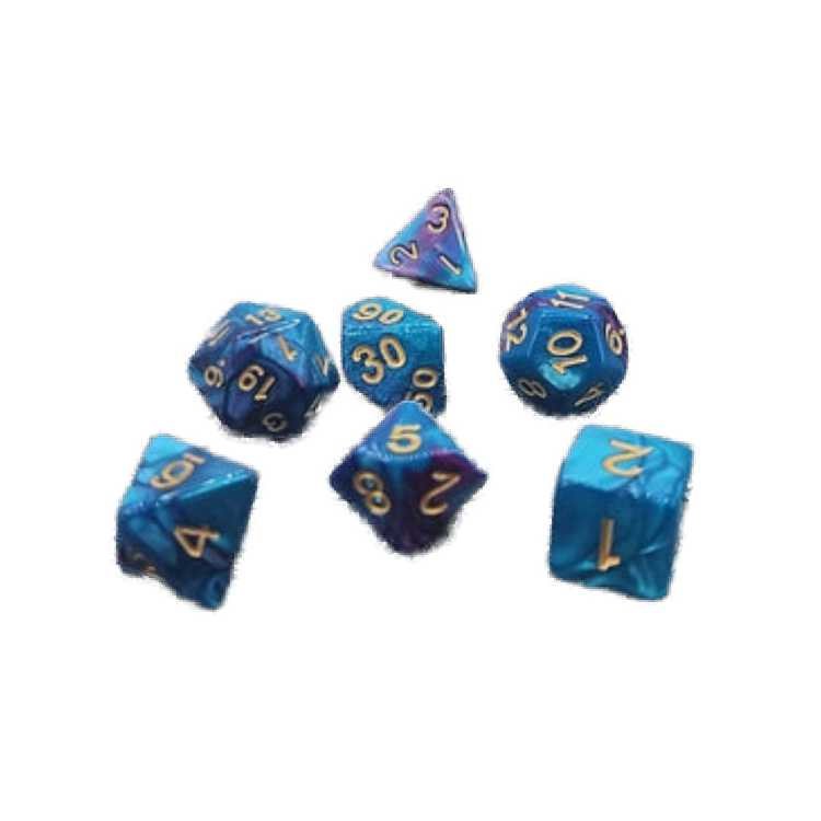 Purple and Blue Poly Dice Set