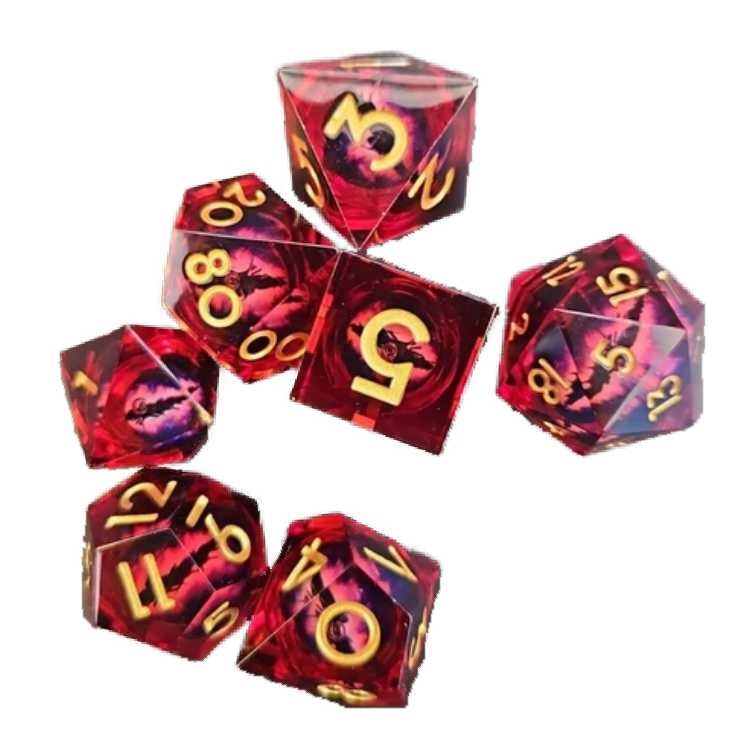 Red Dragon Eye Liquid Core Poly Dice Set
