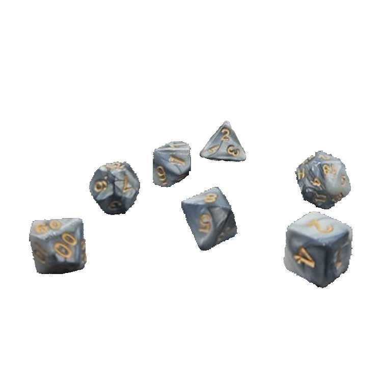 Silver and Pearl Poly Dice Set