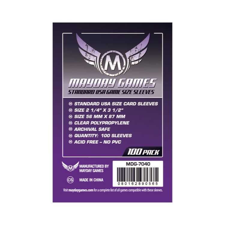 Mayday Games Sleeves Clear, American Standard Size (100ct)
