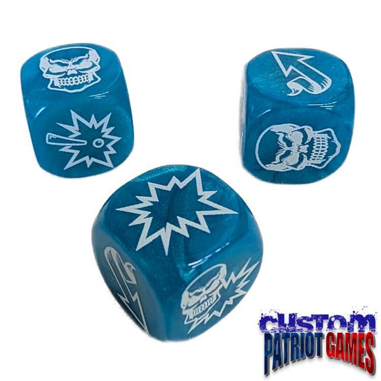 Blue & White Ink Blood Bowl Block Dice