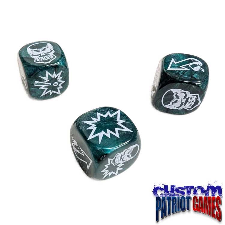 Dark Green & White Ink Blood Bowl Block Dice