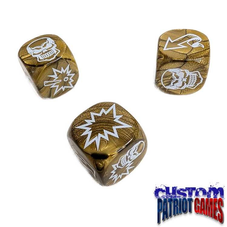 Gold & White Ink Blood Bowl Block Dice