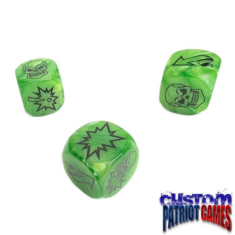 Green & Black Ink Blood Bowl Block Dice