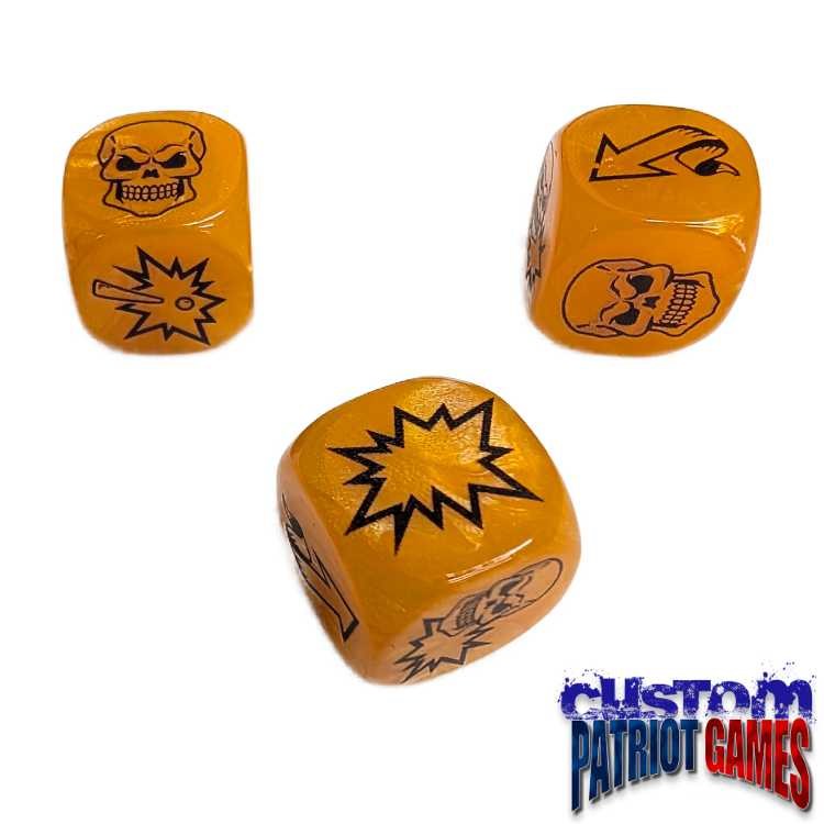 Orange & Black Ink Blood Bowl Block Dice