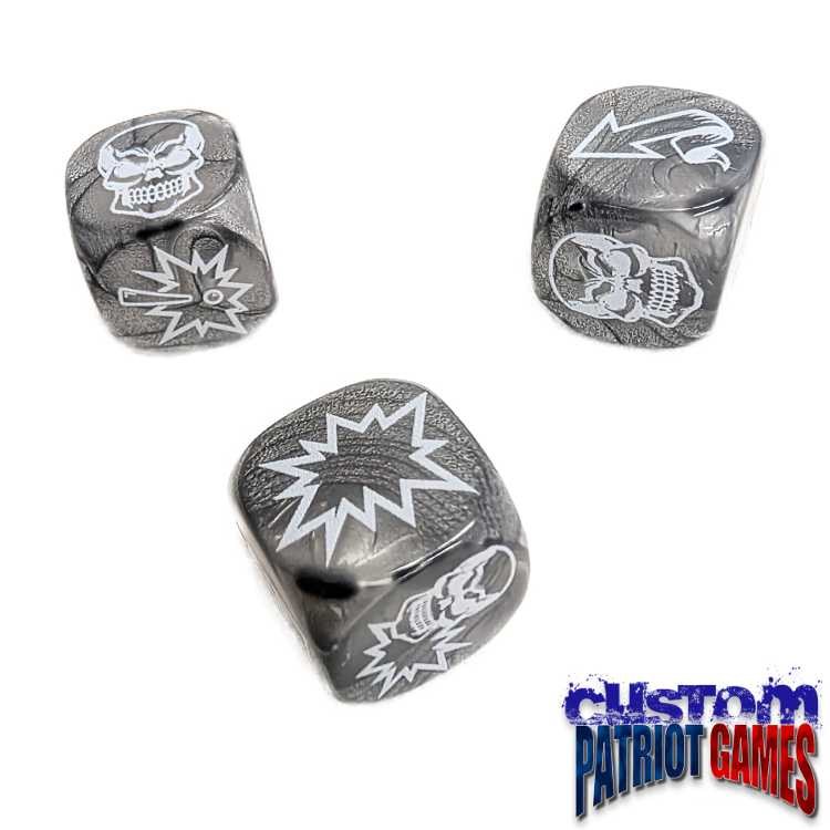 Silver & White Ink Blood Bowl Block Dice