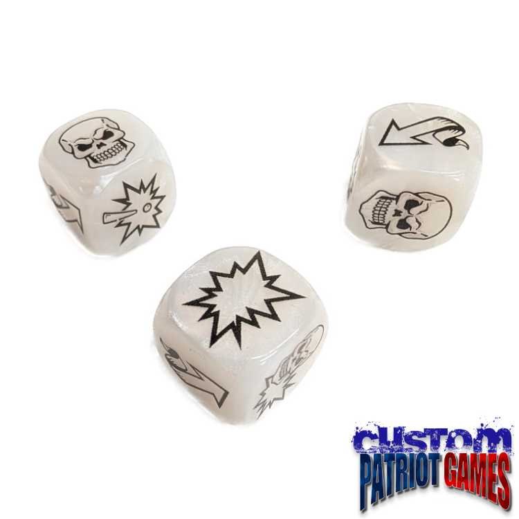 White & Black Ink Blood Bowl Block Dice