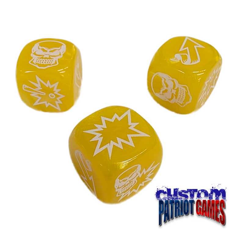 Yellow & White Ink Blood Bowl Block Dice