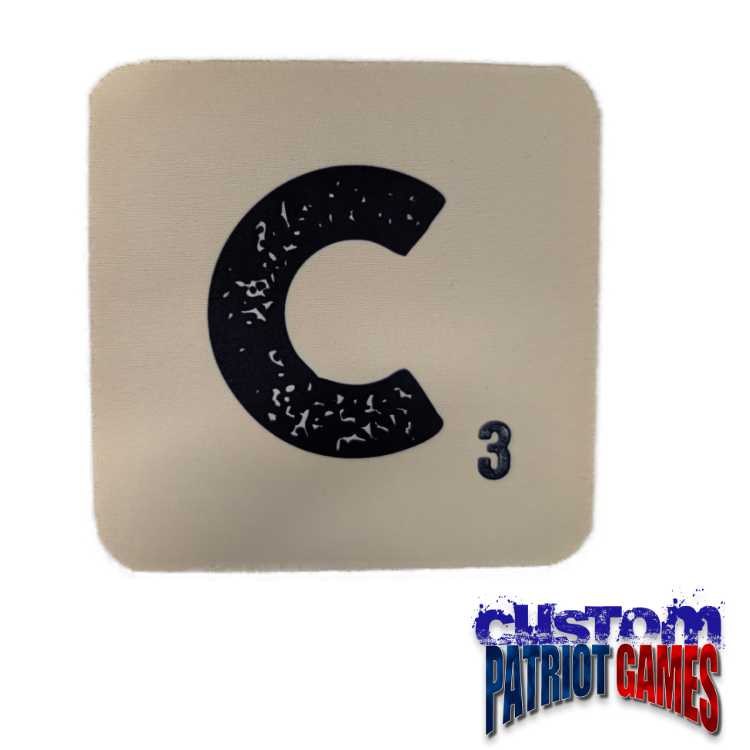 Scrabble Initial 4" Square Coaster - C