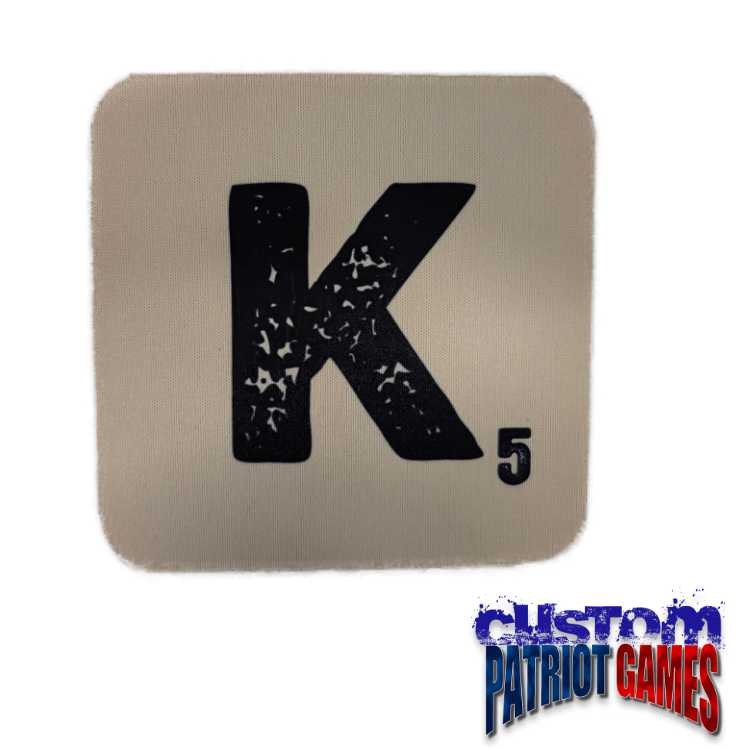 Scrabble Initial 4" Square Coaster - K