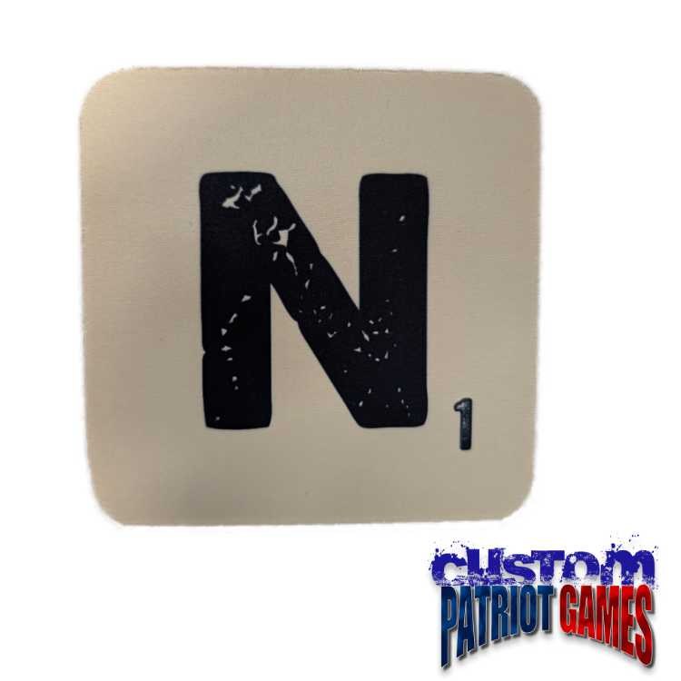 Scrabble Initial 4" Square Coaster - N