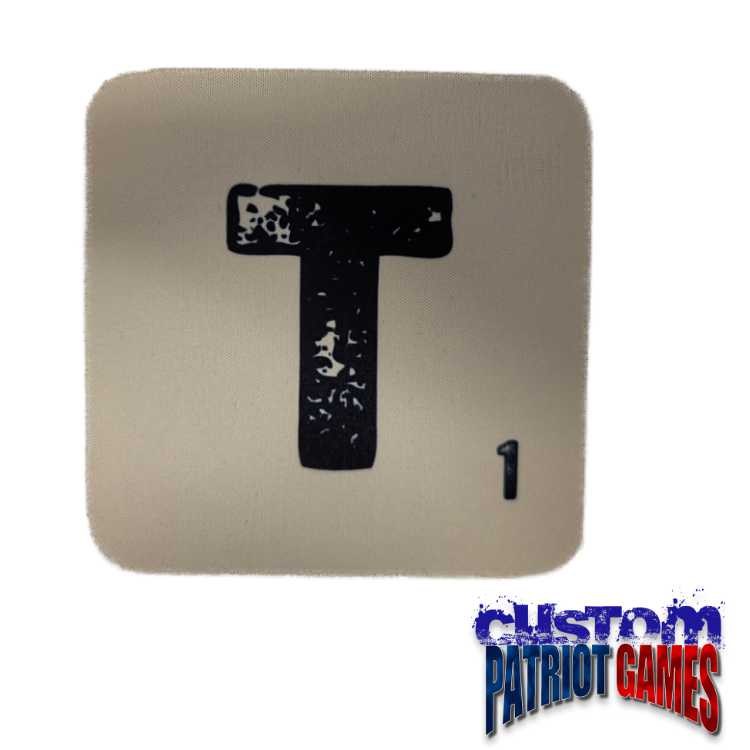 Scrabble Initial 4" Square Coaster - T