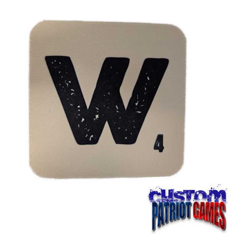 Scrabble Initial 4" Square Coaster - W