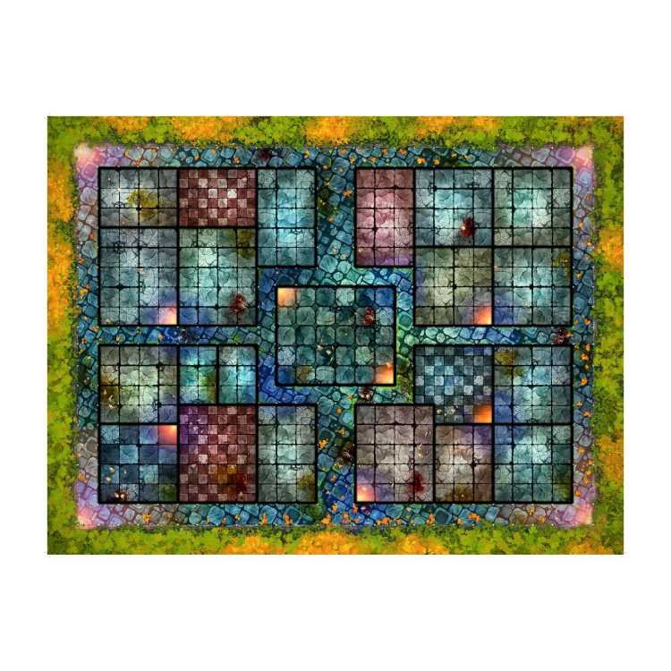 Dread Moon Rising Dungeon 29" x 22" Playmat with 2.5cm Tiles