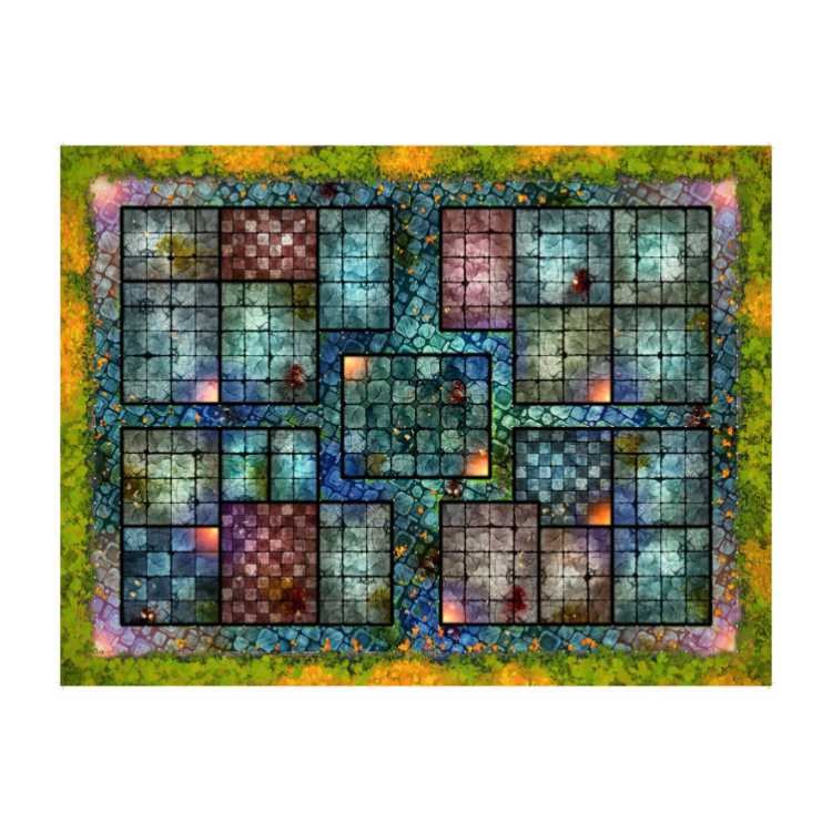 Dread Moon Rising Dungeon 33" x 25" Playmat with 3cm Tiles