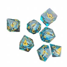 Blue Dragon Eye Liquid Core Poly Dice Set